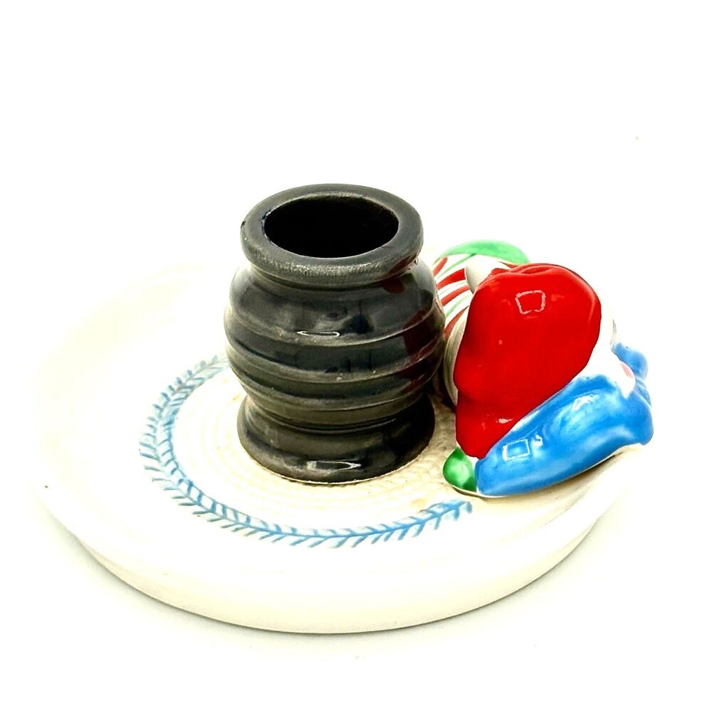 Vintage 1983  Avon Christmas Snuggly Mouse By Stove - Ceramic Candle Holder - Picture 4 of 8